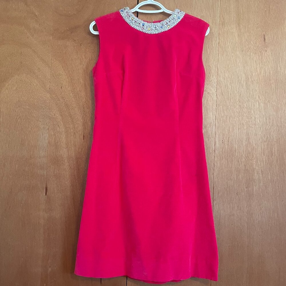 1960s pink velvet dress
